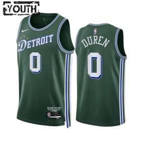 Barn Detroit Pistons Tröja jalen duren 0 Nike 2022-23 City Edition Grön Swingman